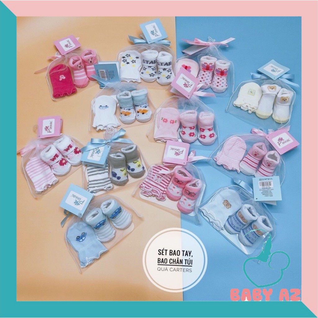 Set vớ tất và bao tay túi quà Carter's cho bé sơ sinh cao cấp dễ thương BABY AZ