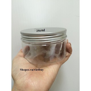 Hũ nhựa trắng nắp thiếc 250ml M12v
