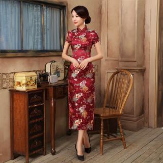 Chinese Traditional Long Cheongsam Plus Size Vintage Slim Female Women Qipao Dress