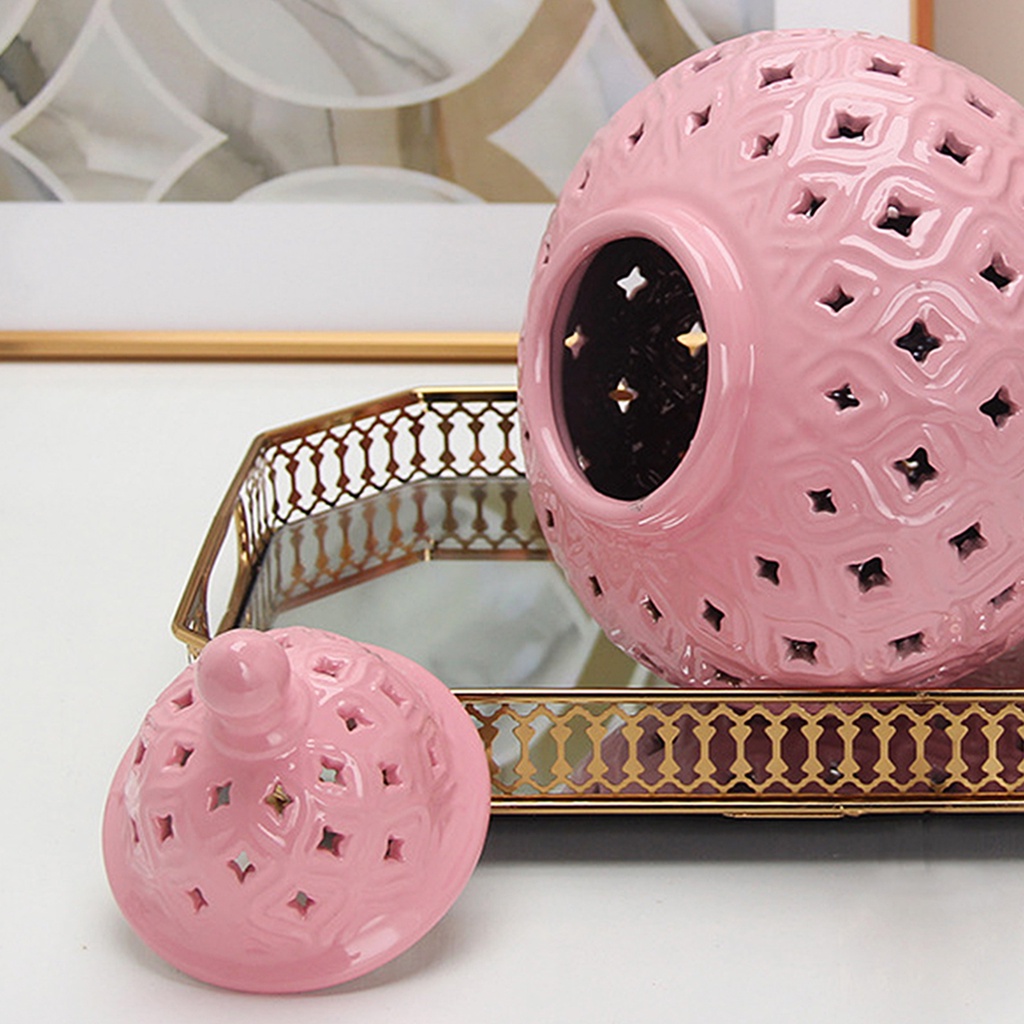 Lọ Gốm Đựng Gừng / Hoa Thủ Công Có Nắp Đậy Trang Trí Nhà Cửa