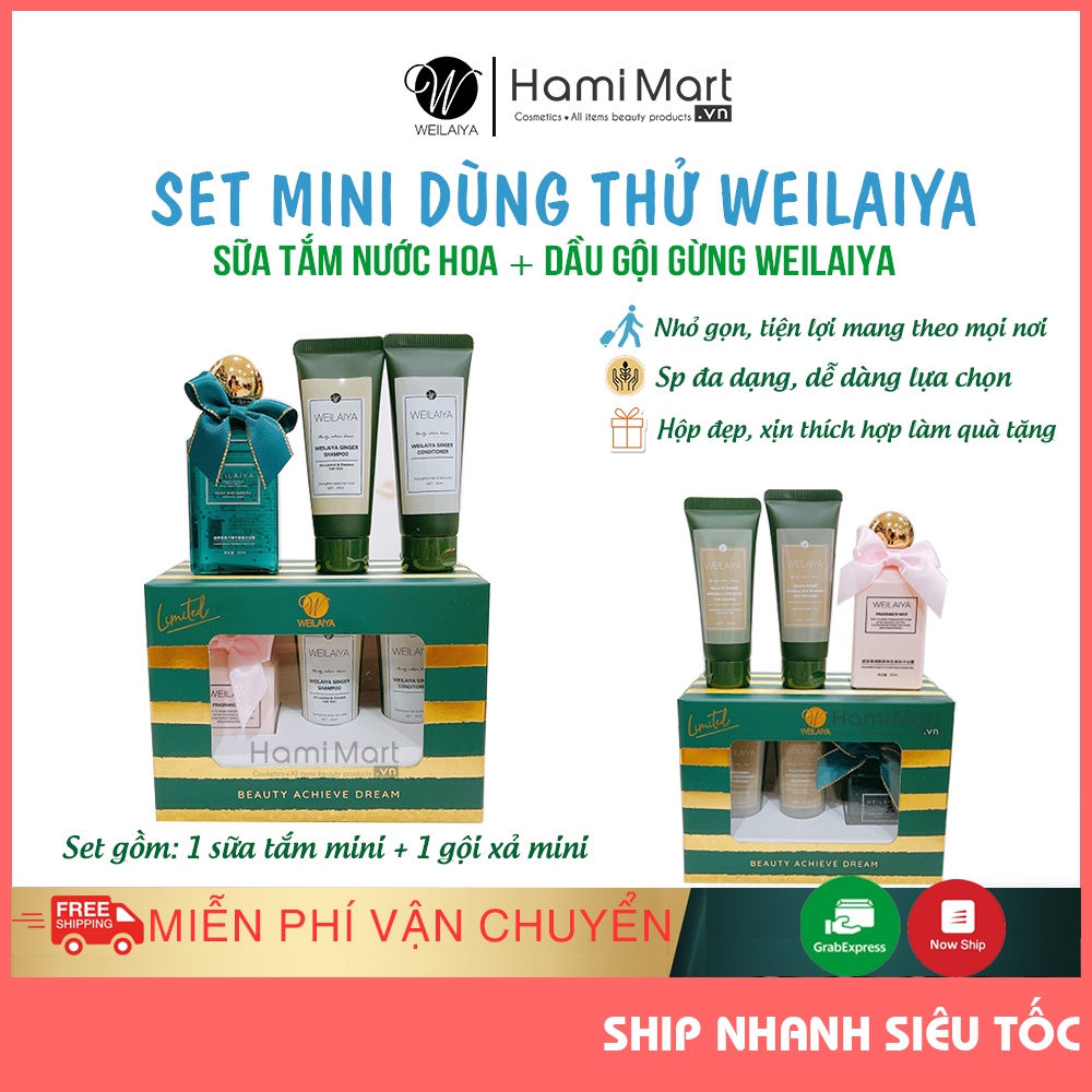 Bộ Mini Dầu Gội Xả Gừng 20ml*2 + Sữa Tắm Weilaiya 60ml | BigBuy360 - bigbuy360.vn
