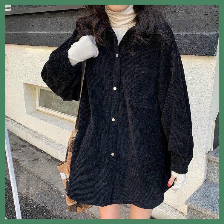 Áo Sơ Mi Nhung Gân Tăm Dáng Dài Form Rộng Nam Nữ - La mode | BigBuy360 - bigbuy360.vn