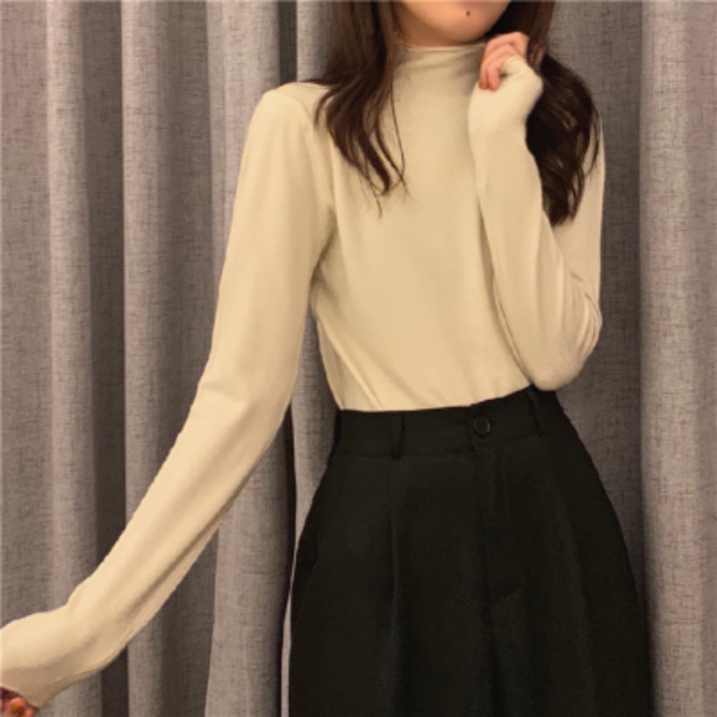 Áo len nữ Perty cổ cao màu trơn thời trang Hàn Quốc thời trang
