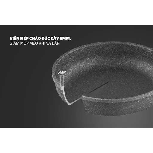 Chảo chống dính siêu bền đá Sunhouse SBD24-SBD26-SBD28-SBD30 hàng chính hãng