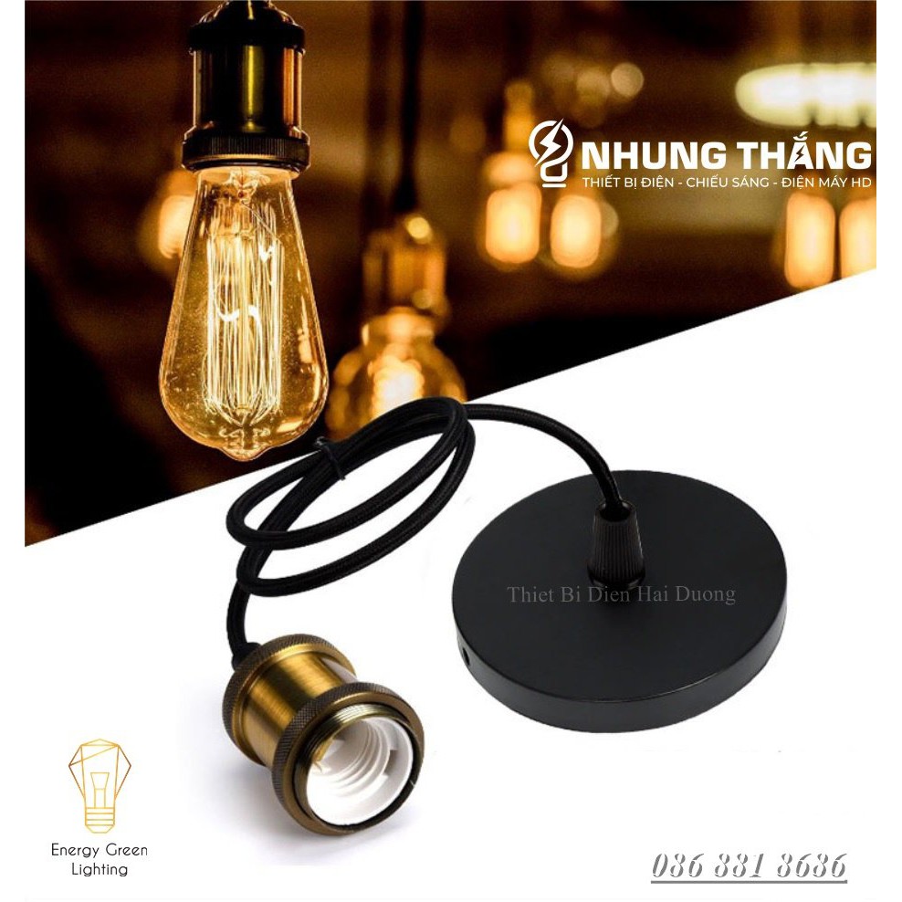 [Nhiều mẫu】Đui đèn đồng cao cấp thả trang trí MX23 không bóng - kèm dây đui và đế bắt trần - decor vintage BH 1 năm