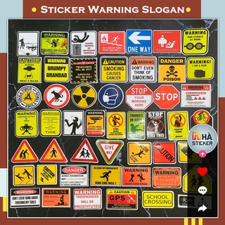 Set 50 Sticker Dán Warning Slogan PVC | Dán Điện Thoại | Dán Laptop | Dán Mũ Bảo Hiểm | Dán Vali