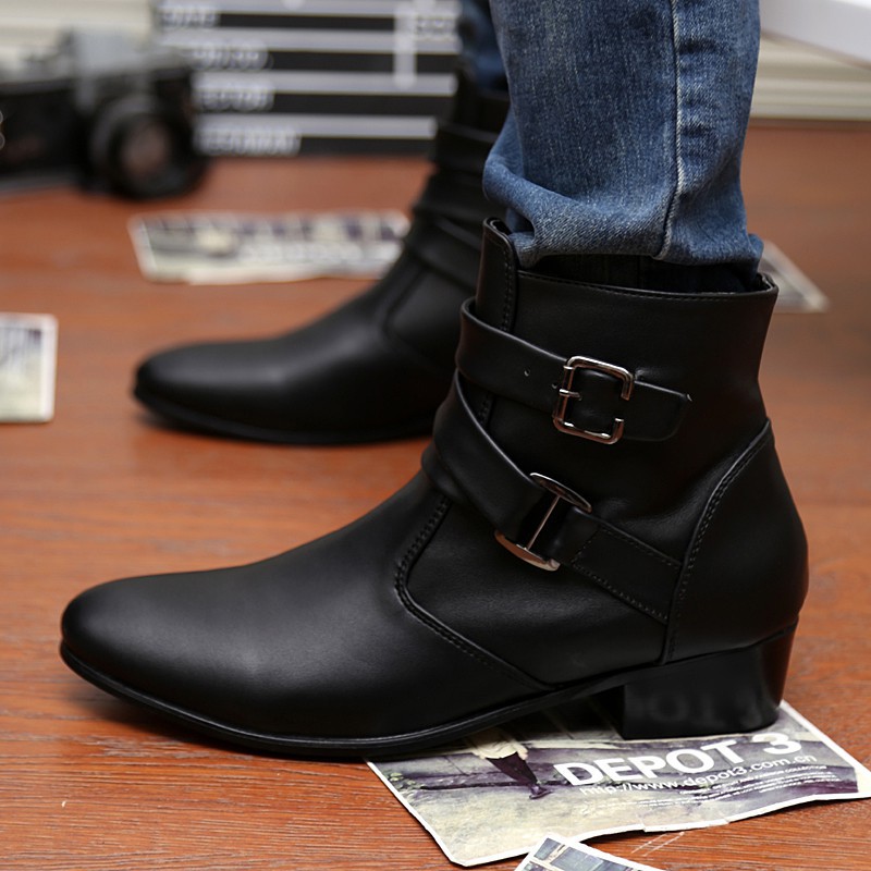 High-neck leather boots in fashion style | BigBuy360 - bigbuy360.vn