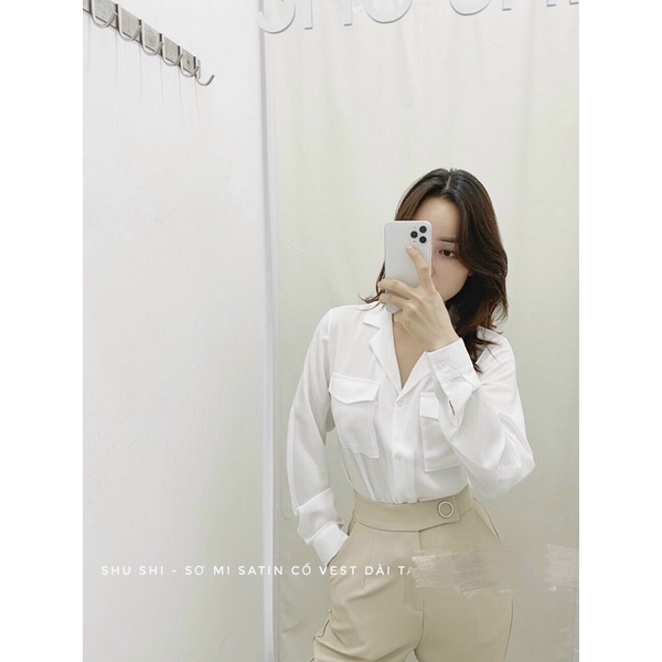 Áo sơ mi công sở cổ vest _ Hàng quảng Châu loại 1