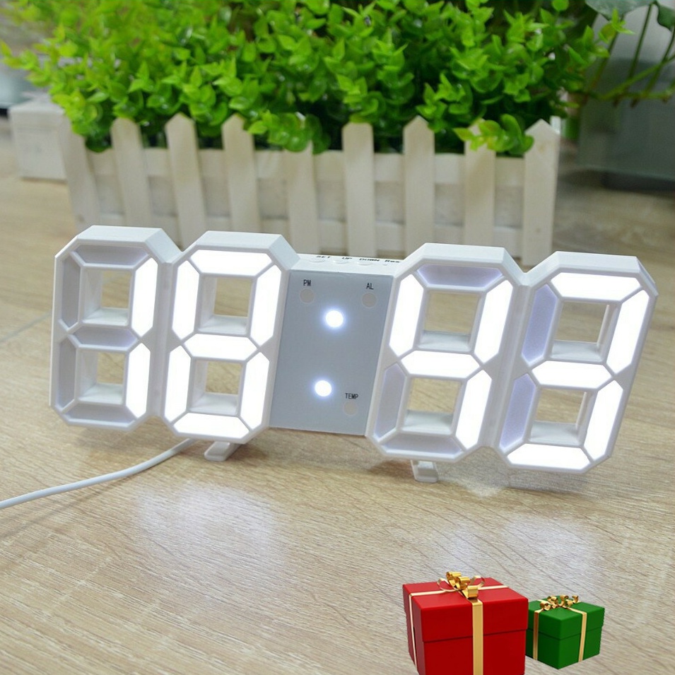 Đồng Hồ Điện Tử LED 3D Để Bàn, Treo Tường Cao Cấp - Báo Thức & Đo Nhiệt Độ