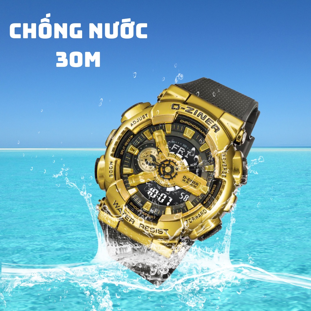 Đồng hồ nam chính hãng điện tử viền thép D-ZINER DZ8295 chạy full 3 kim chống nước 30M