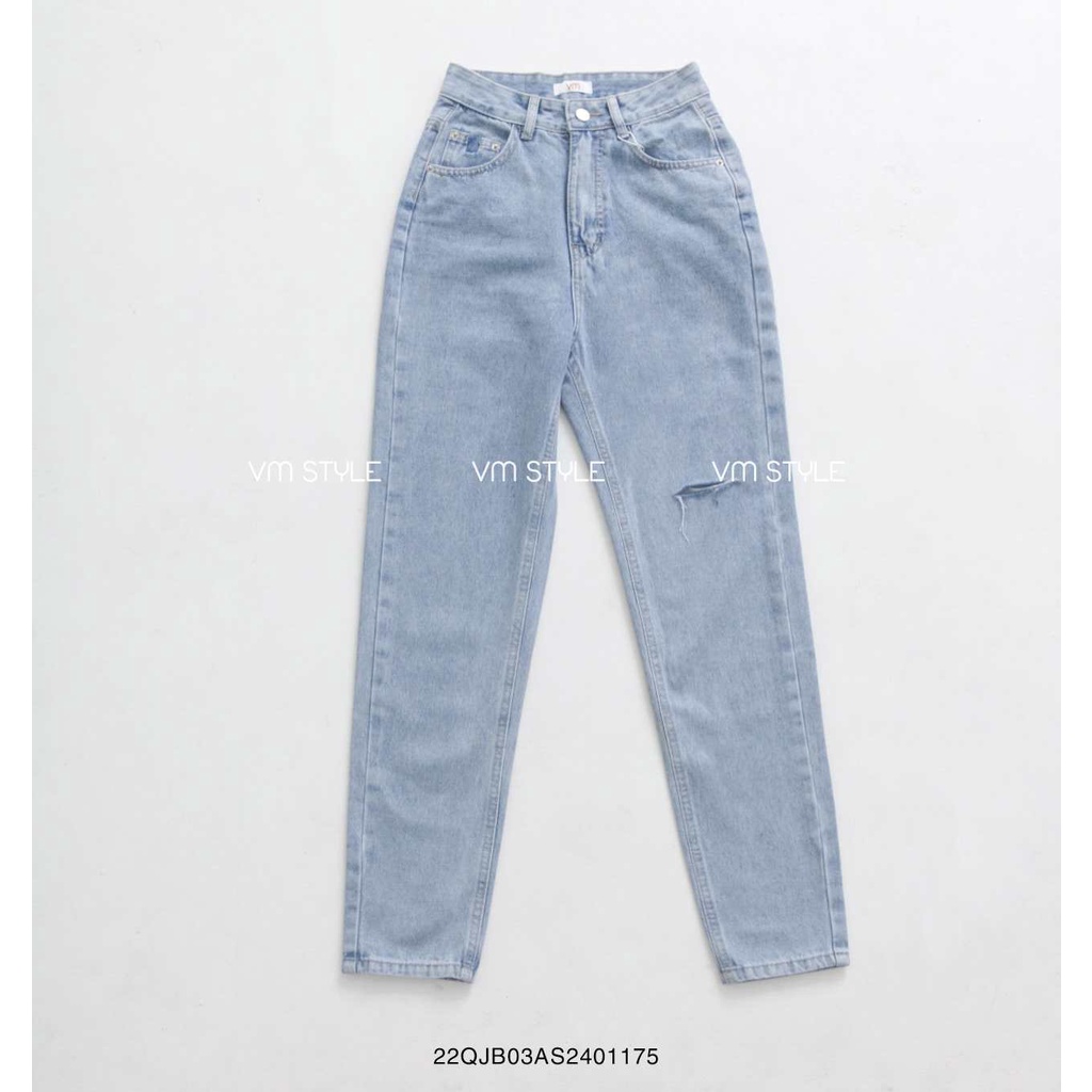 Quần jean baggy nữ VMSTYLE cắt đùi lai thường (không co giãn) 36 QJB00020