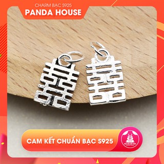Charm bạc s925 chữ song hỷ (charm treo) size 9x13.5mm - Panda House