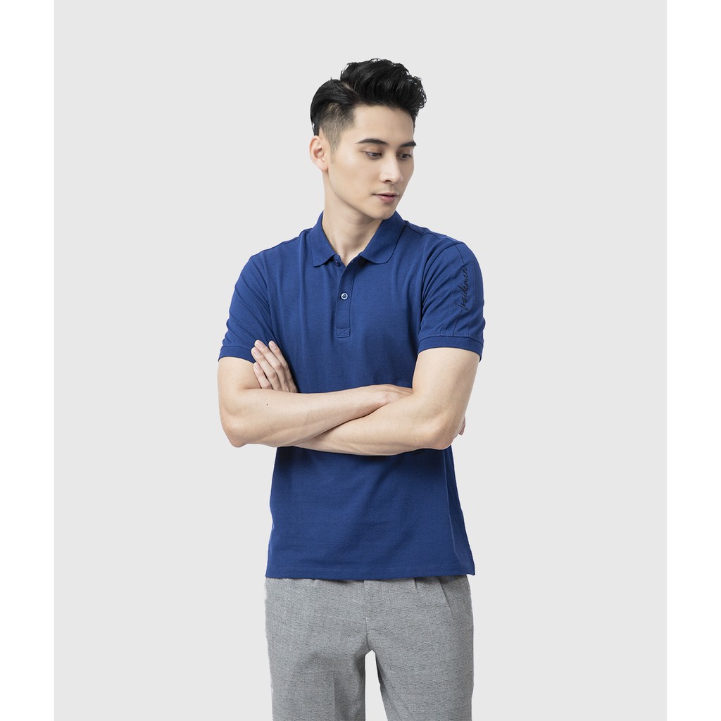Áo polo thể thao nam INSIDEMEN thêu chữ nổi phần vai áo chất vải co giãn thoáng mát IPS010S1
