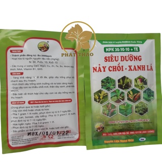 Phân bón siêu dưỡng - nảy chồi - xanh lá - 30-10-10 gói 25g