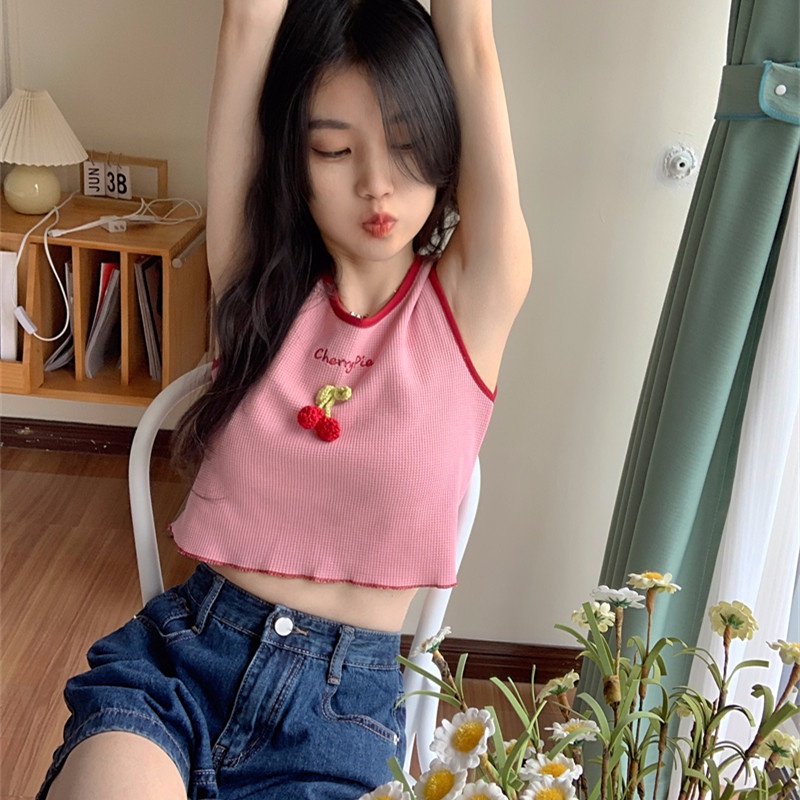 Áo Hai Dây Thêu Họa Tiết Xinh Xắn Thời Trang Mùa Hè Dành Cho Nữ