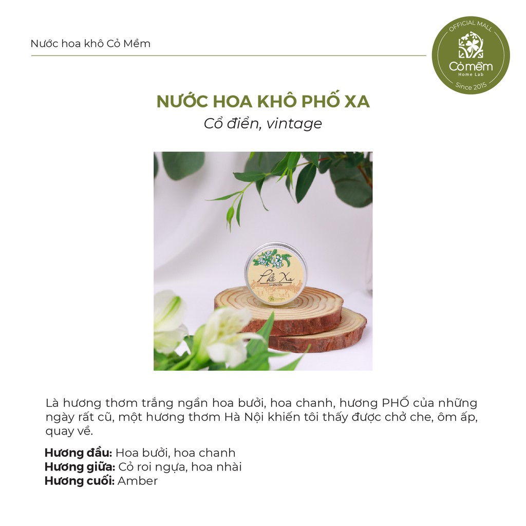 Nước Hoa Khô Thiên Nhiên Phố Xa Hoài Niệm Hương Hoa Bưởi Hoa Chanh [Tặng kèm túi vải] Cỏ Mềm 10g | Thế Giới Skin Care