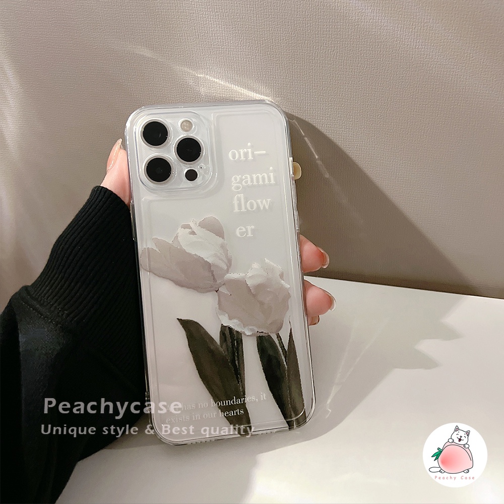 Ốp Điện Thoại TPU Mềm Trong Suốt Chống Sốc Họa Tiết Hoa Origami Cho IPhone 13 Mini 12 Pro Max 11 Xr Xs Max X 7 8 Plus 12Mini Se 2020
