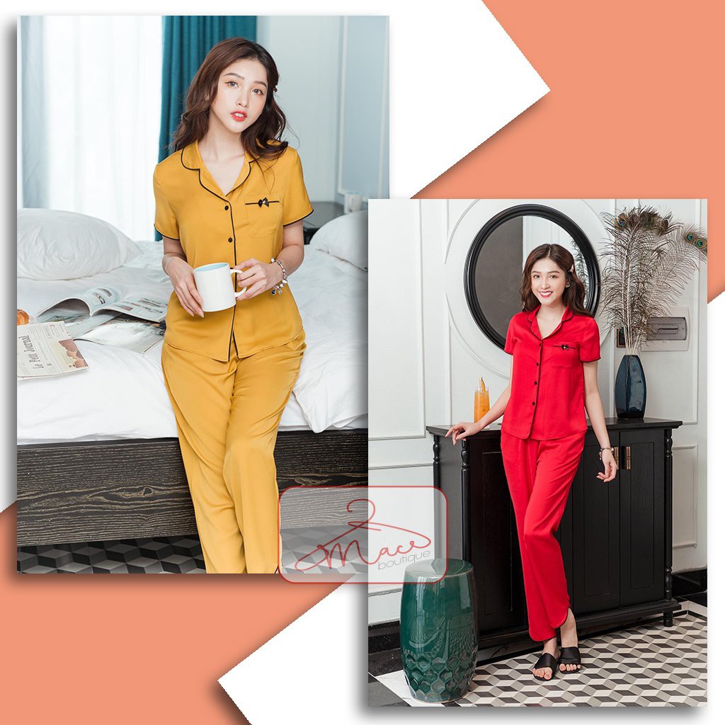 Bộ đồ ngủ nữ pyjama lụa gấm cao cấp - MAC boutique