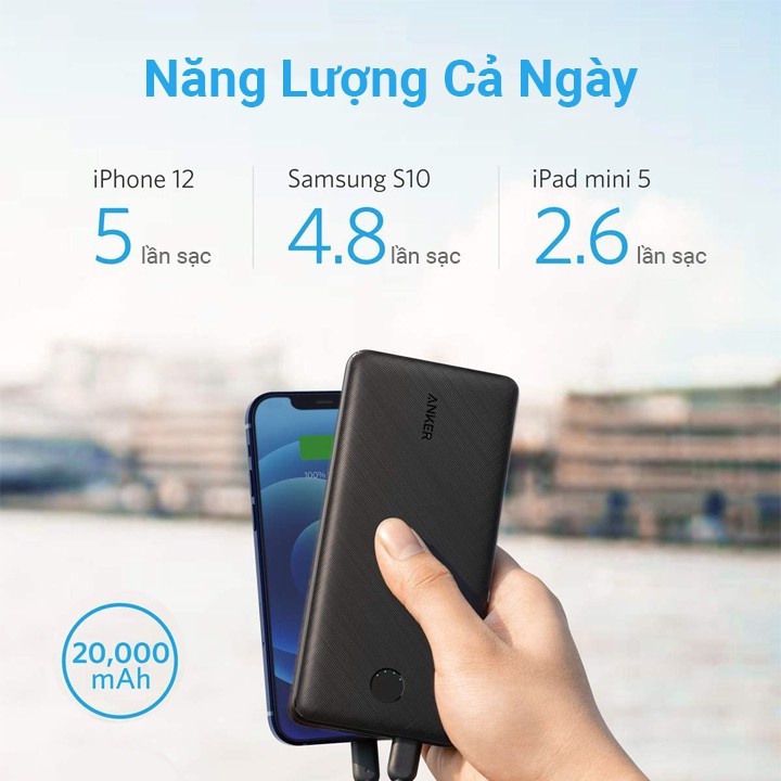 Pin Dự Phòng ANKER PowerCore Essential 20.000mAh Power Delivery - A1287- SẠC DỰ PHÒNG PIN LÂU KHÔNG NÓNG MÁY