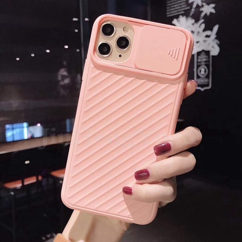 Ốp điện thoại silicon mặt nhám có nắp trượt bảo vệ camera cổ điển cho IPhone 6 6S 7 8 Plus X XS MAX XR 11 Pro Max