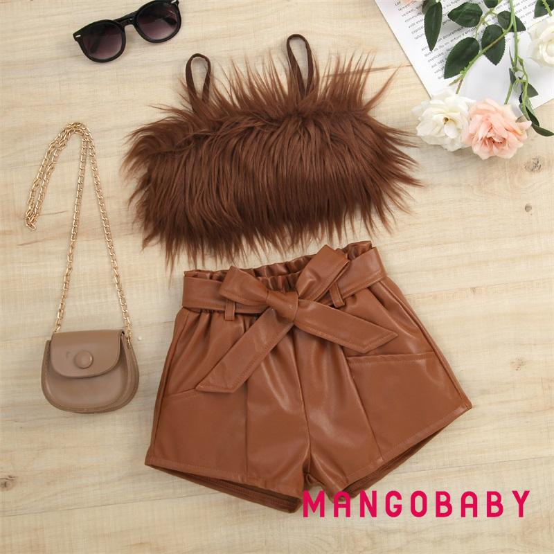 Set Áo Hai Dây + Quần Short Lưng Thun Kèm Thắt Lưng Thời Trang Cho Bé Gái