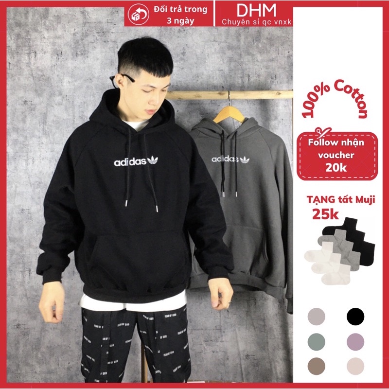 Áo hoodie nam nữ mũ 2 lớp dày dặn chữ thêu mặc đôi nam nữ