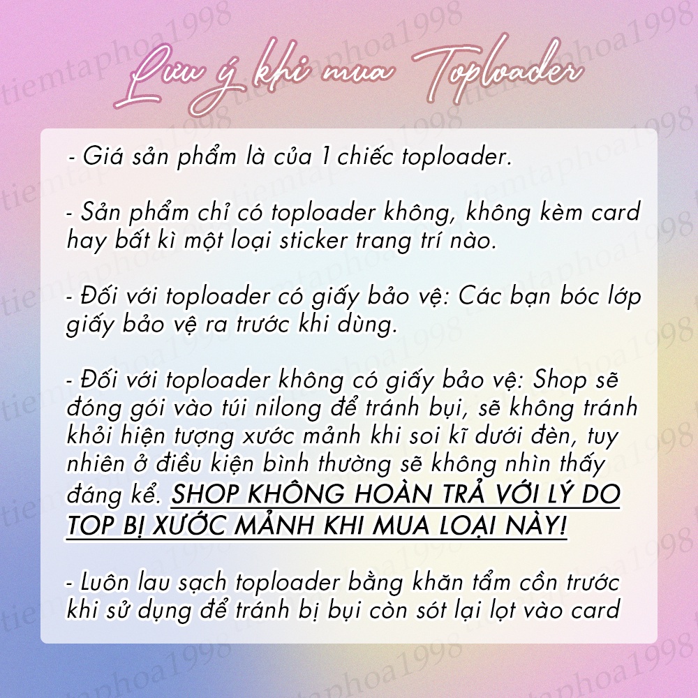 Toploader Glue Set Khay Đựng Photocard Kpop Idol B8/A7