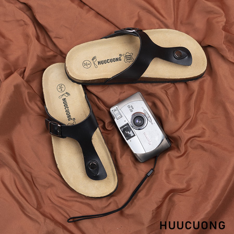 Mặc gì đẹp: Thời trang với Dép unisex HuuCuong kẹp ngón đen đế trấu