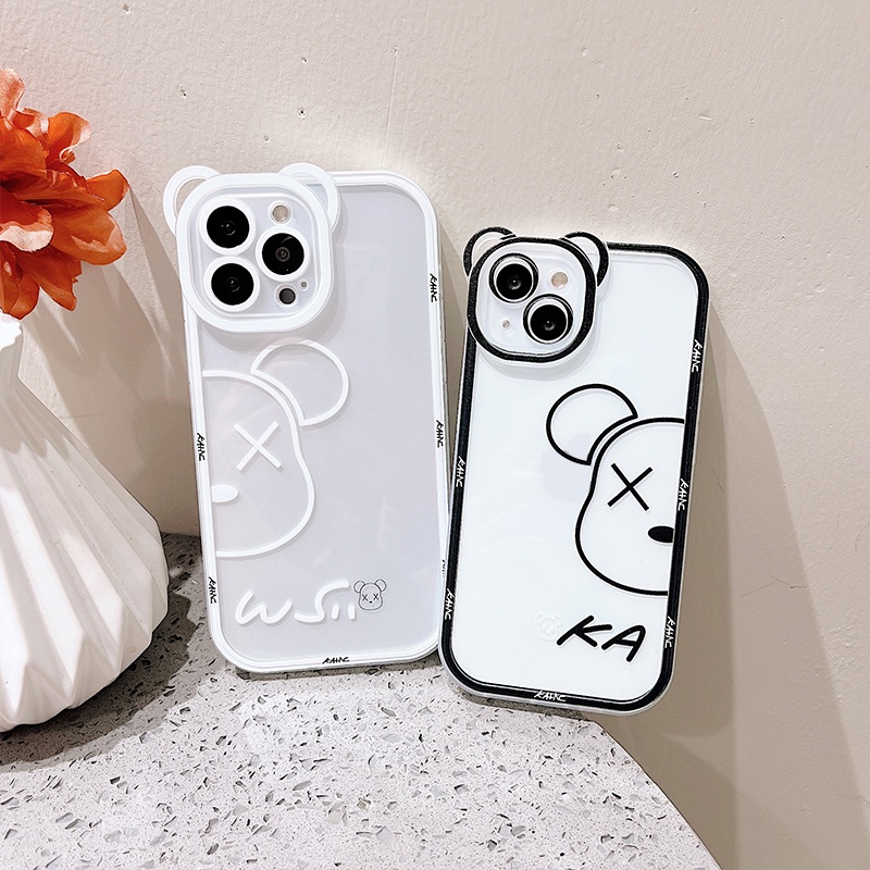 Ốp Lưng Iphone Cạnh Vuông Camera Kaws Tai Gấu 7plus/8plus/x/xs/xsmax/11/12/13/14/pro/max/promax