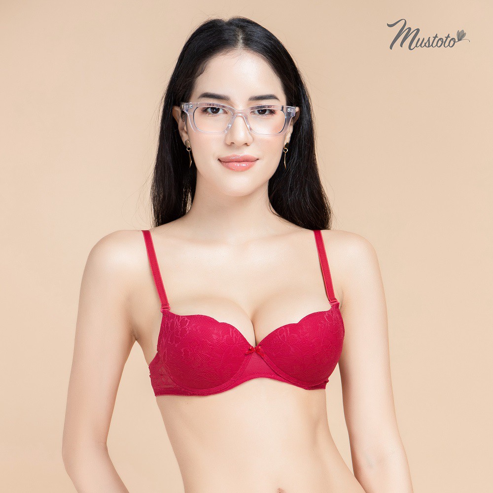 Áo Lót Nữ Ren Có Gọng Mút Dày 3cm Nâng Ngực Bra Plumeria (Mustoto MA0501)