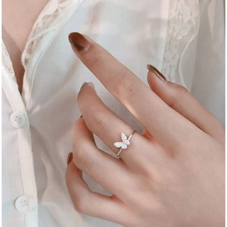 Nhẫn bạc nữ- Nhẫn bạc nữ free size hình bướm