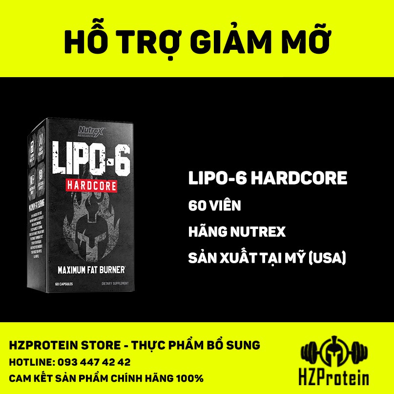 LIPO6 HARDCORE - ĐỐT MỠ MẠNH NHẤT, PHIÊN BẢN HOÀN TOÀN MỚI CỦA LIPO-6 RX (60 VIÊN)