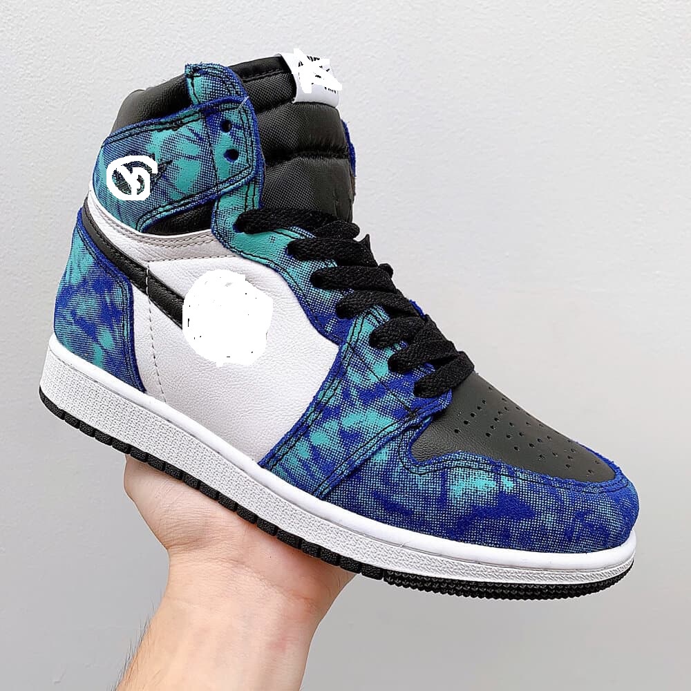 Giày Air Jordan xanh loang, Giày sneaker JD1 tie dye cao cổ nam nữ siêu hot tặng dây full box bill