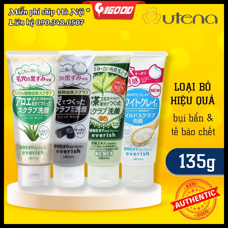 Sữa Rửa Mặt Tẩy Tế Bào Chết Utena Everish Nhật Bản 135g