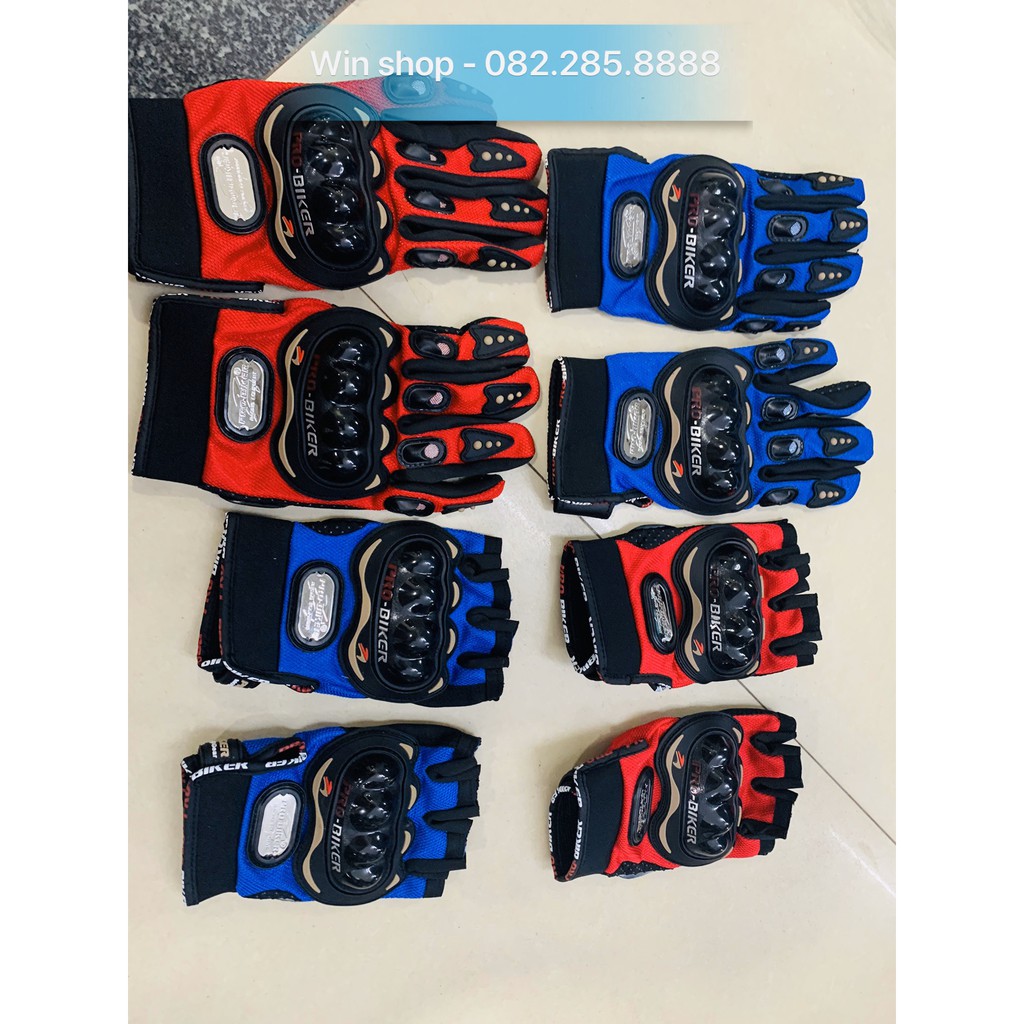 Găng Tay Phượt, Găng Tay Xe Máy Pro-Biker - Ngắn/Dài Ngón - Có Gù Bảo Vệ - Có Đệm Nhựa Bảo Vệ Lòng Bàn Tay