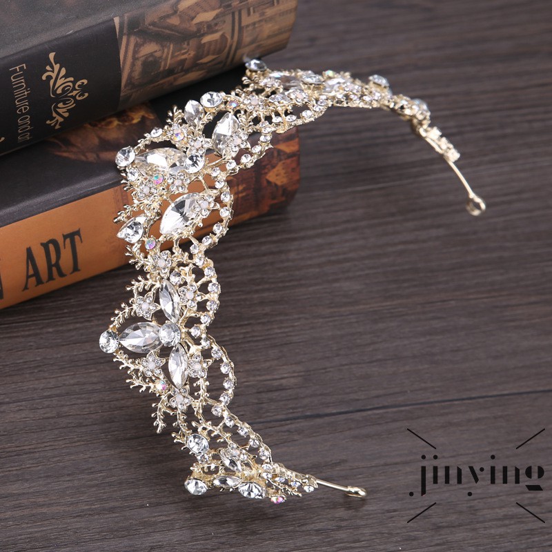 GETNOIVAS Trâm cài tóc hình vương miện đính ngọc trai nhân tạo phong cách Vintage cho cô dâu