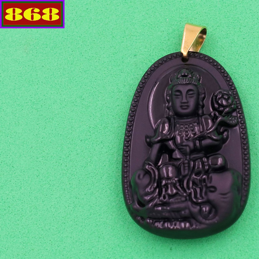 Mặt dây chuyền Phật Bồ tát Phổ hiền đen 3.6 cm size nhỏ - Hộ mệnh tuổi Thìn, Tỵ