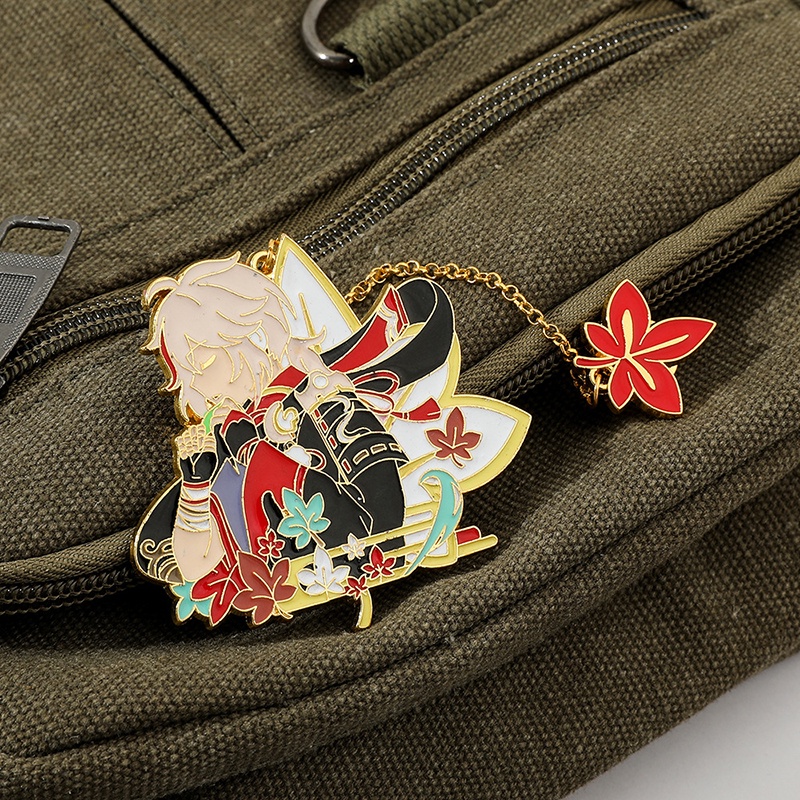 Ghim Cài Áo Kim Loại 2 Trong 1 Hình miko Hutao Xiao Kazuha Genshin impact