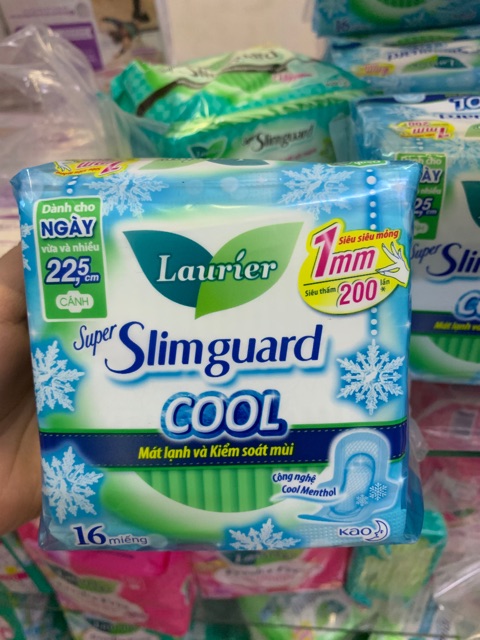 [ Chính Hãng ] Laurier Slimguard COOL mát lạnh 22,5cm băng vệ sinh cao cấp gói 16 m