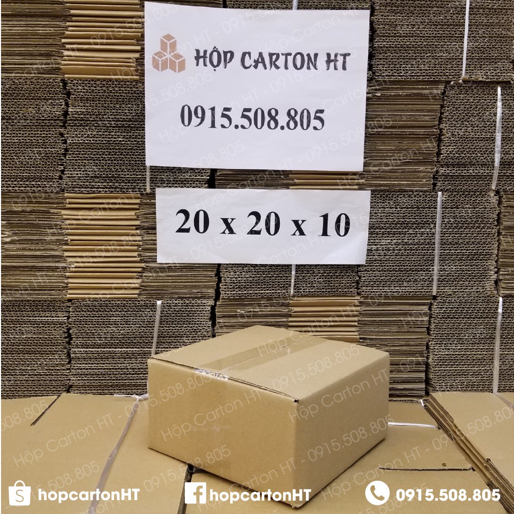 Hộp carton đóng hàng 20x20x10 đựng đồ gia dụng, đồ ăn vặt snack, mỹ phẩm giá rẻ - Hộp Carton HT