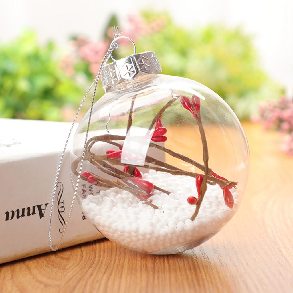 EXPEN Cute Christmas Pendant Filling Berry Home Decoration Xmas Tree Ornaments Transparent Hollow Crafts Hanging Ball Festival Gift Multi-Style Decorative Balls