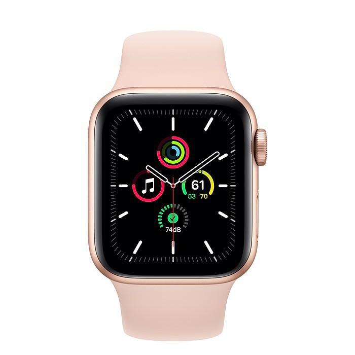 Apple Watch SE 40mm (GPS) Viền Nhôm Vàng - Dây Cao Su Hồng [Mã Mỹ]