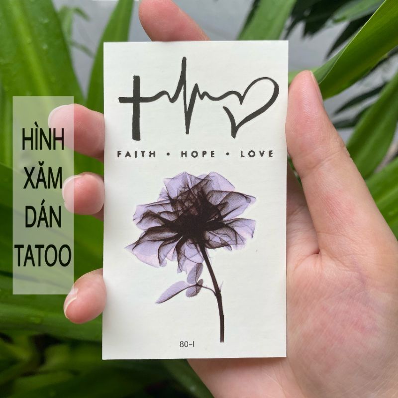 Hình xăm tatoo hoa nhịp tim chữ i08 (bộ i). Xăm dán tatoo mini tạm thời, size &lt;10x6cm