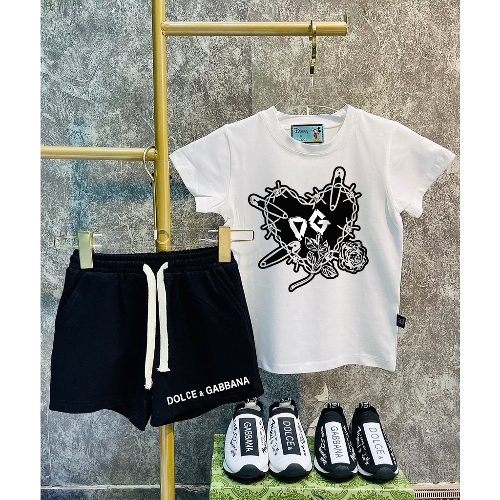 Áo thun D&amp;G trái tim cho bé , áo thun unisex trẻ em , Kid_genZ