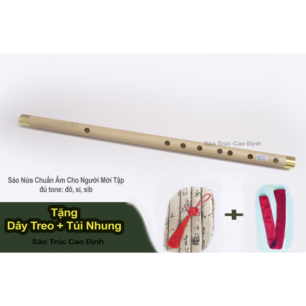 Sáo Trúc tone Đô (C5) - Sáo chuẩn âm khoét tay - Tặng dây treo+túi nhung [SN80]