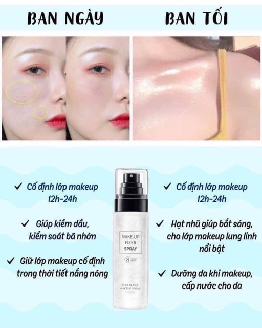 Xịt Nhũ Cố Định Lớp Trang Điểm Star Flash Make Up Spray 8 Hours Wear | BigBuy360 - bigbuy360.vn