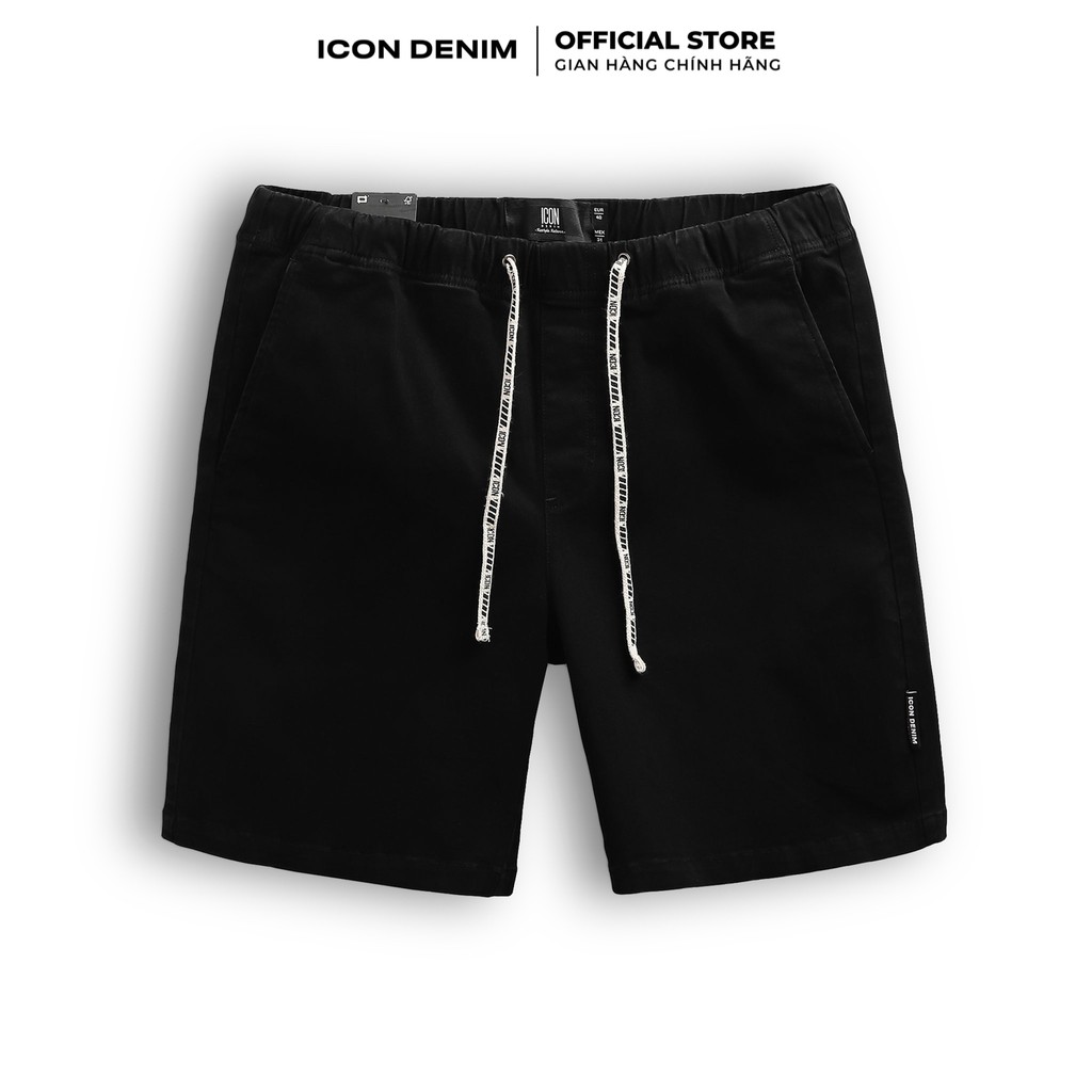 Quần Short Kaki Nam Trơn ICON DENIM Lưng Thun Ống Suông