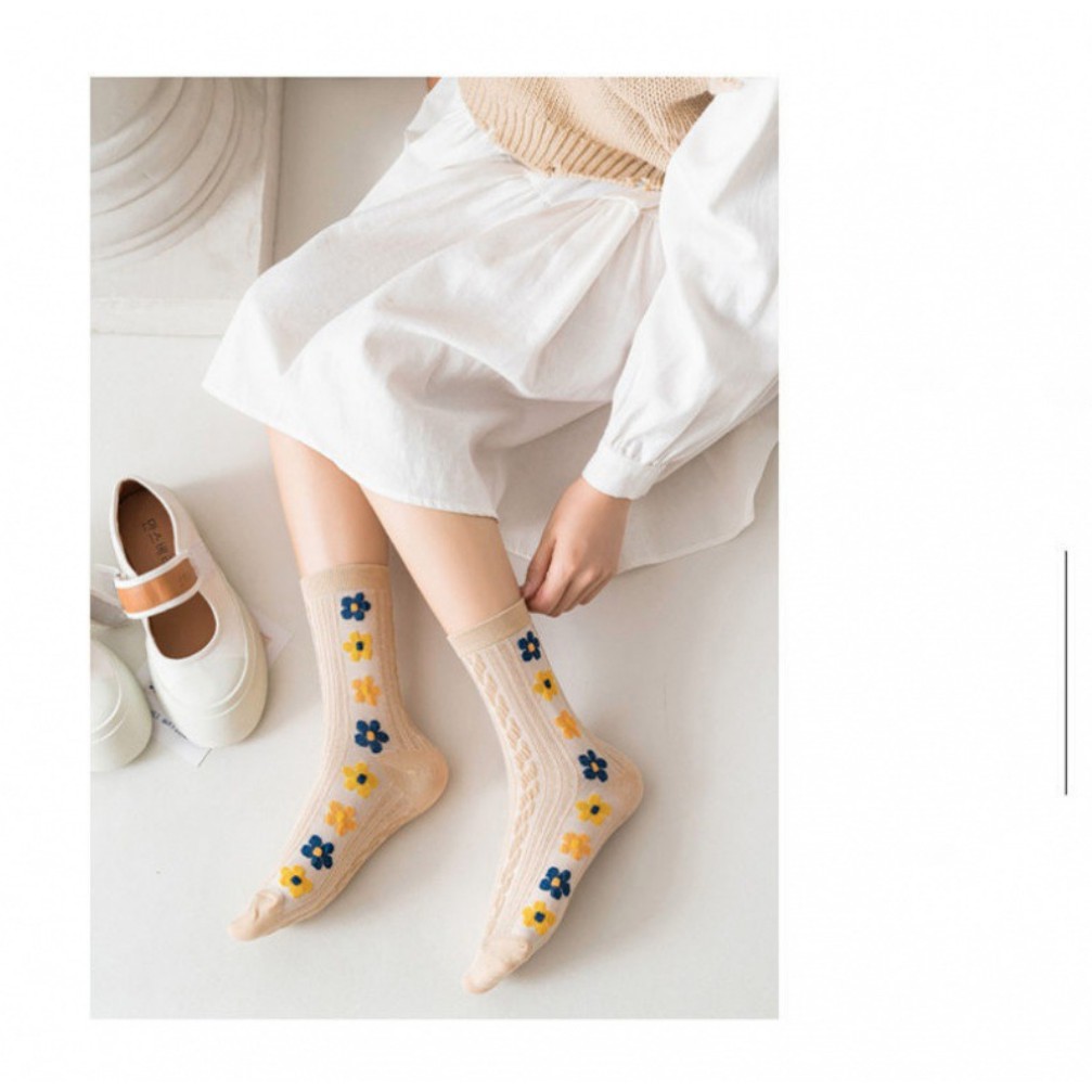 Vớ dài/ tất dài họa tiết hình hoa Mua Tất cho nữ (muatatshop)