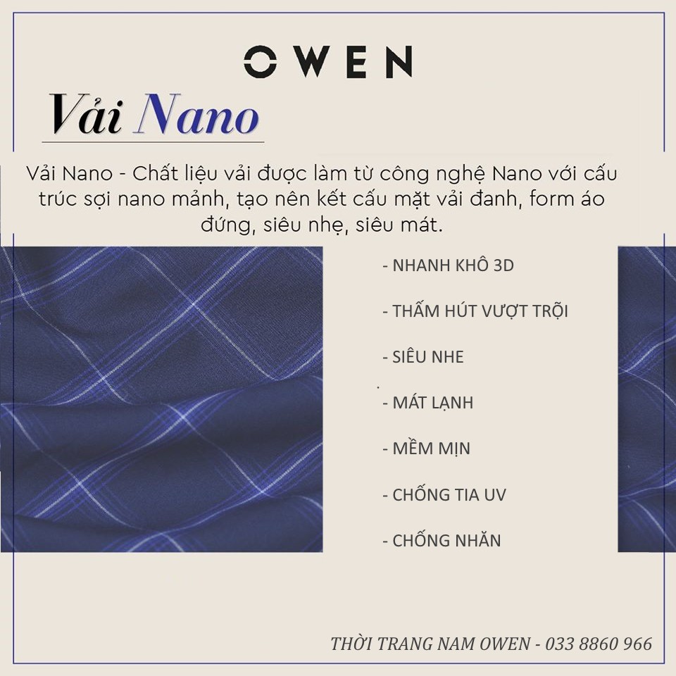 OWEN - Áo sơ mi dài tay Owen regularfit 100% NANO màu xanh navy 81277