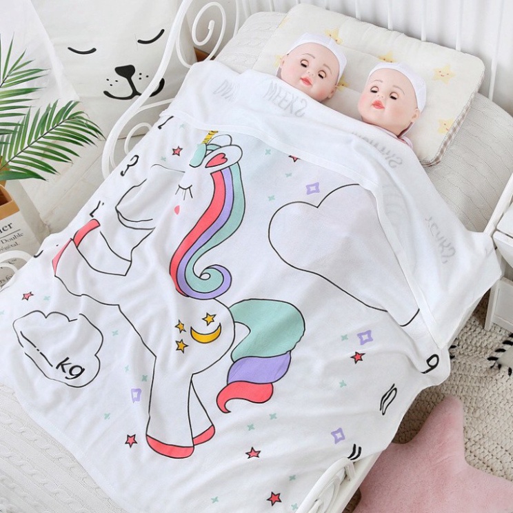 Chăn lụa cotton đa năng cho bé (100 x 120cm) - Khăn tắm cho bé sợi tre 4 lớp